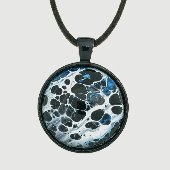 Handmade Abstract Fluid Art Pendant Necklace - Picture 1 of 1